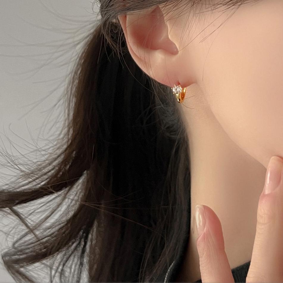 6-Claw Flash Diamond 925 Silver Earrings