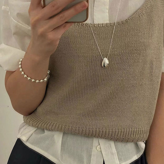 Drop-Shaped Long 925 Silver Necklace