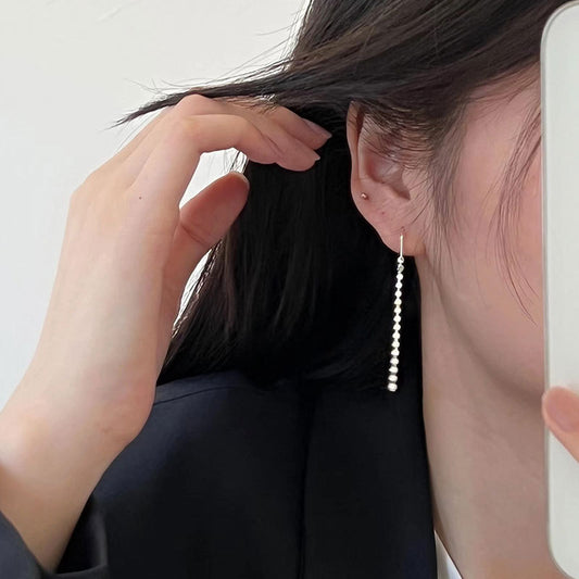 Ball Fringe 925 Silver Earrings