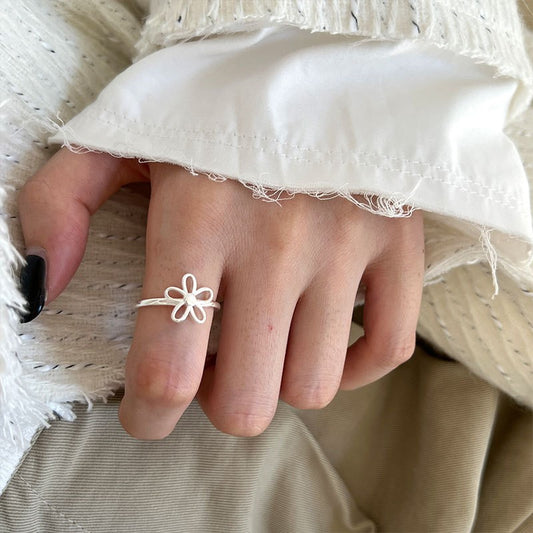 Flower opening 925 silver ring