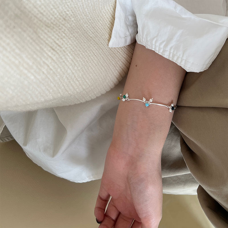 Colorful Beads 925 Silver Bracelet