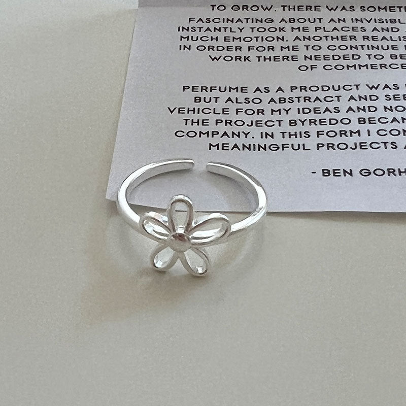 Flower opening 925 silver ring