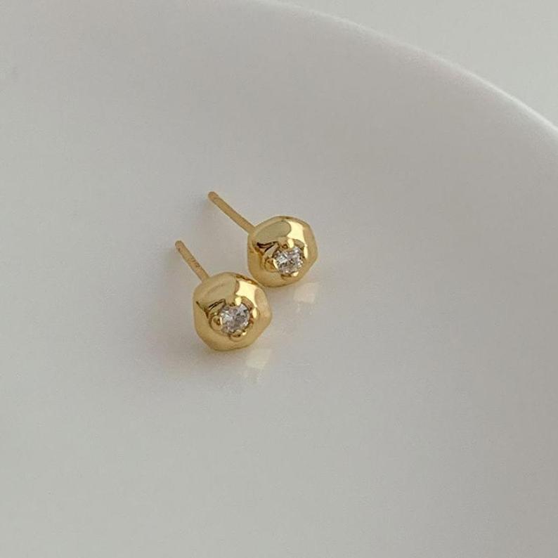 不規則閃石925銀耳環