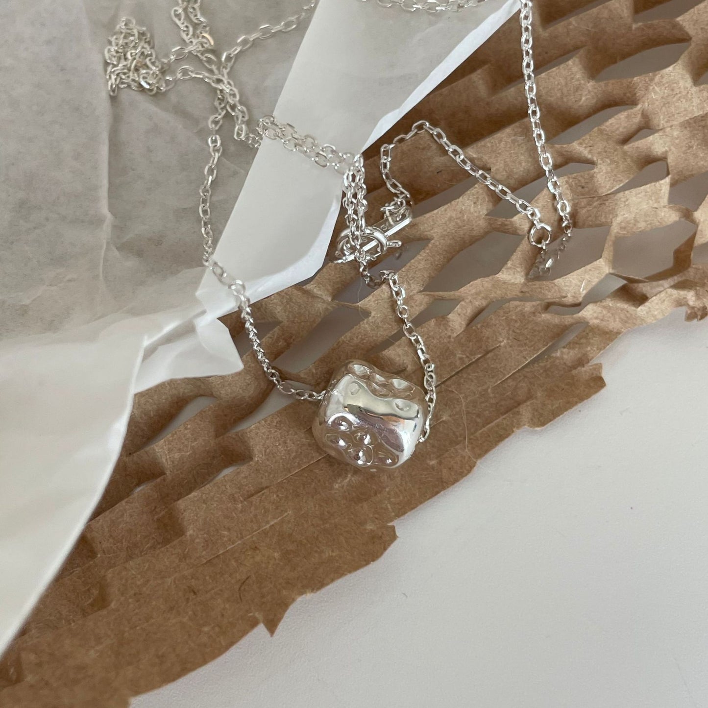 Irregular Stone 925 Silver Necklace
