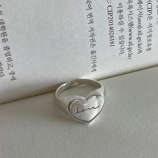 潦草法式Love開口設計925銀戒指