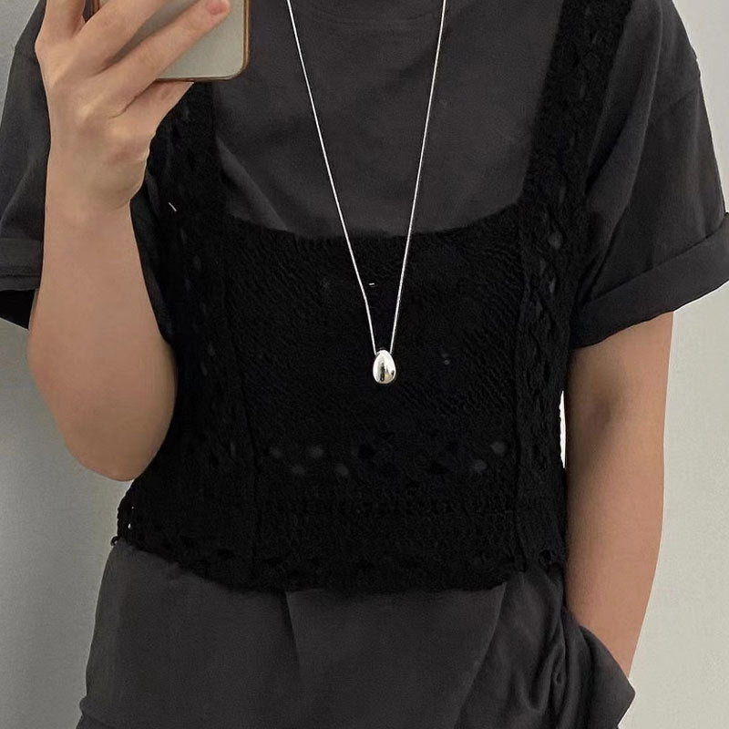 Drop-Shaped Long 925 Silver Necklace