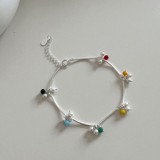 Colorful Beads 925 Silver Bracelet