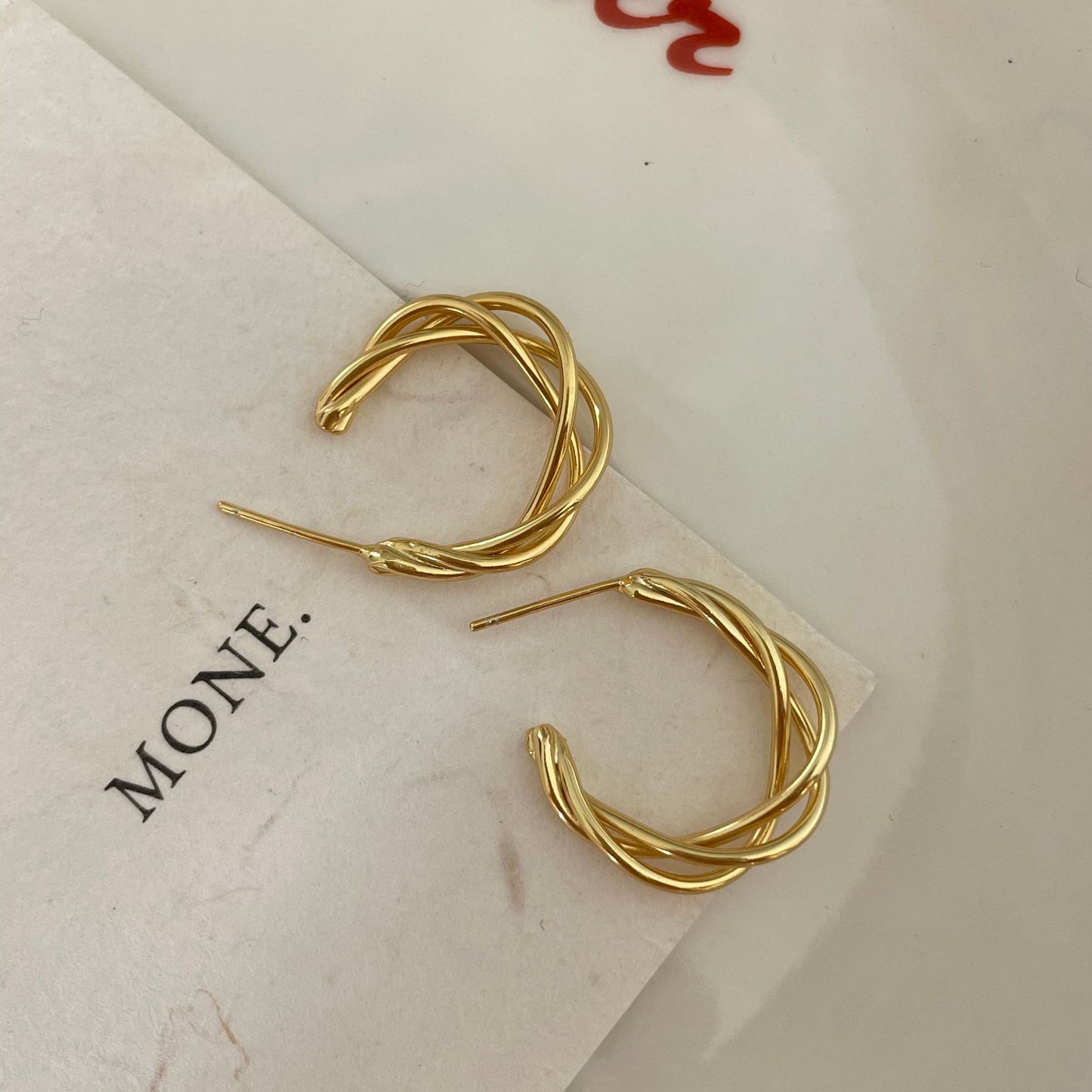 紐紋925銀耳環