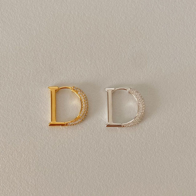 D字Bling Bling 925銀耳環