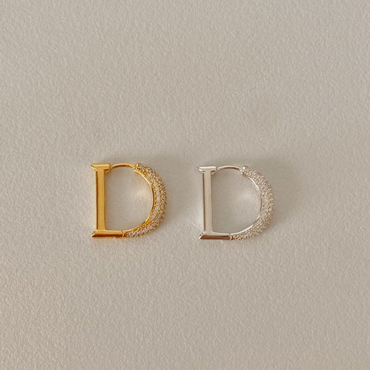 D字Bling Bling 925銀耳環