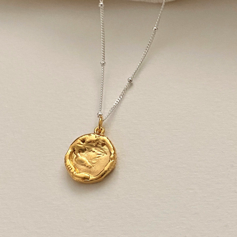 凹凸紋撞色925銀頸鏈