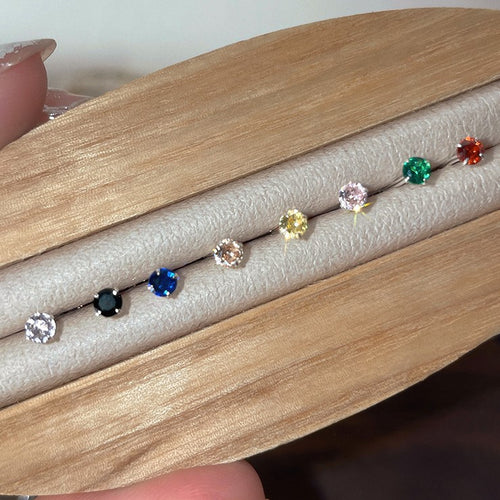 3mm簡約閃石925銀耳環