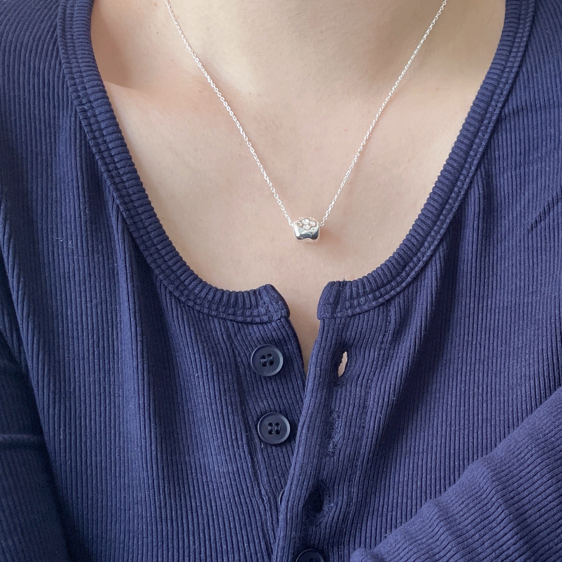 Irregular Stone 925 Silver Necklace