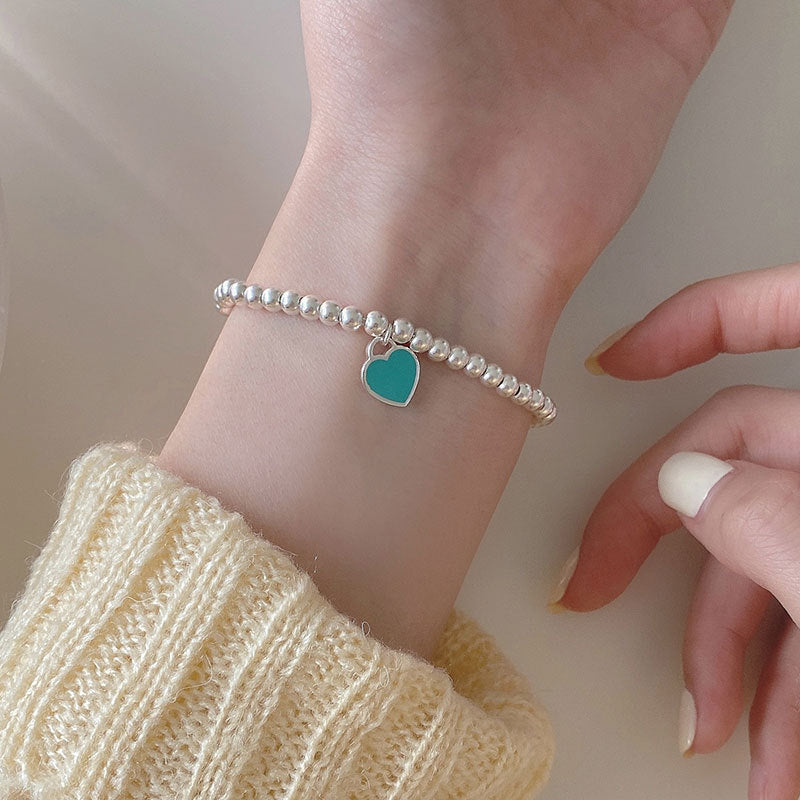 Tiffany blue heart 925 silver bracelet