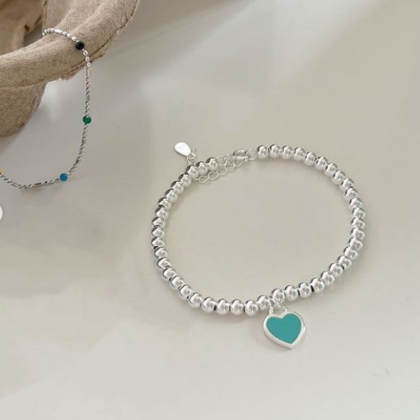 Tiffany blue heart 925 silver bracelet